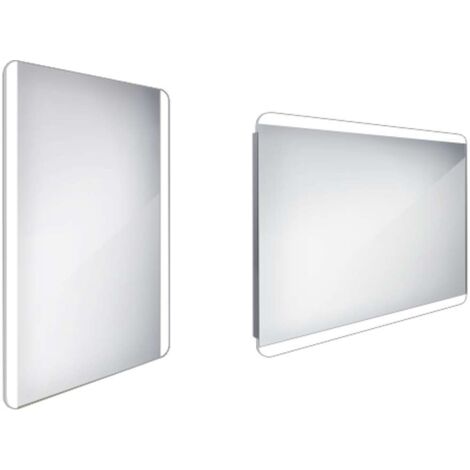 Nimco Specchi - Specchio da bagno a LED 50x70 cm, arrotondato, alluminio ZP 17001