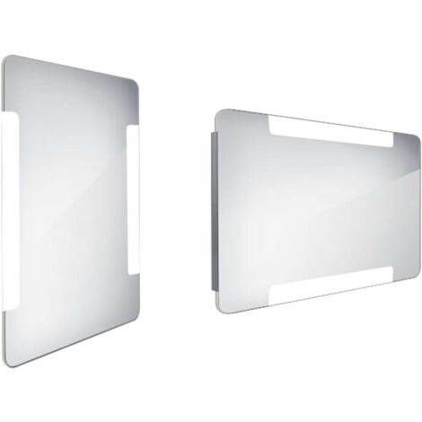 Nimco Specchi - Specchio da bagno a LED 50x80 cm, arrotondato, alluminio ZP 18001