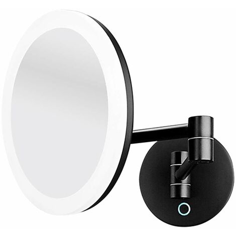 Nimco Spiegel - Kosmetischer Wandspiegel mit LED-Beleuchtung, schwarz ZK 20265-90