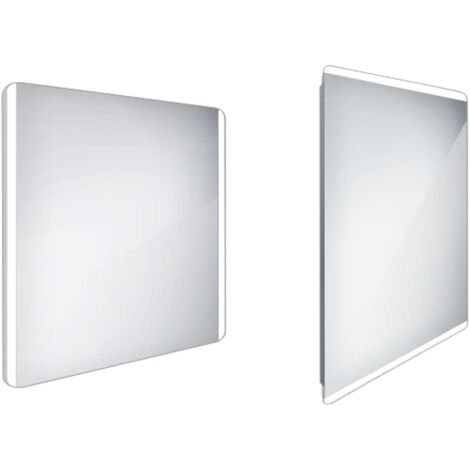 Nimco Spiegel - LED-Badezimmerspiegel 80x70 cm, abgerundet, Aluminium ZP 17003