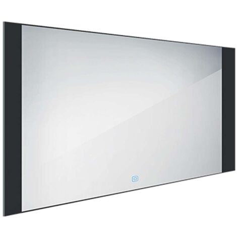 Nimco Spiegel - Spiegel mit LED-Beleuchtung, 120x65 cm, Berührungssensor, Aluminium/schwarz ZPC 41006V-90