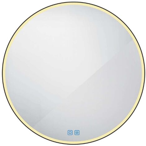 Nimco Spiegel - Spiegel mit LED-Beleuchtung, Durchmesser 90 cm, Berührungssensor, schwarz matt ZPC 28003RVX-90
