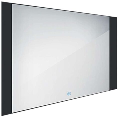 Nimco Spiegel - Spiegel mit LED-Licht, 100x60 cm, Berührungssensor, Aluminium/schwarz ZPC 41004V-90