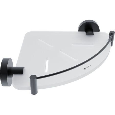 Nimco Tablette d'angle avec barrière de bain, plexiglas, noir mat, Unix noir mat UNC X208-X-90
