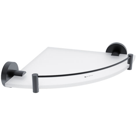 Nimco Tablette d'angle pour salle de bains avec barrière, noir mat, Unix noir mat UNC 13091RBX-90