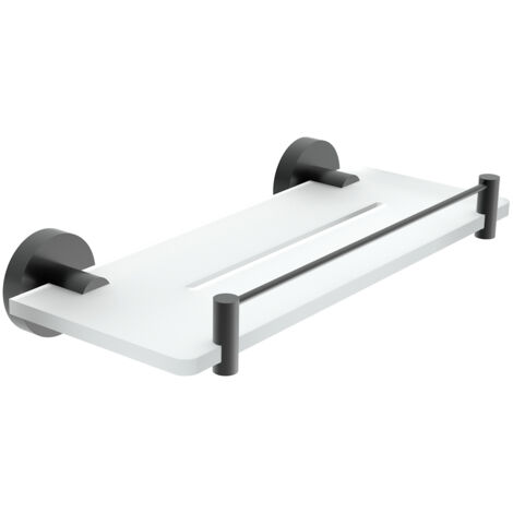 Nimco Tablette en plexi avec barrière L. 30 cm, noir mat, Unix noir mat UNC X430-X-90