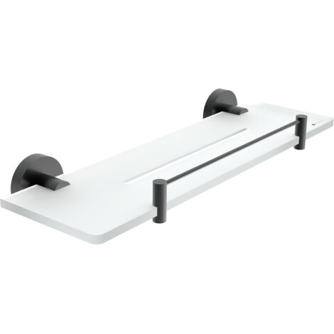 Nimco Tablette en plexi avec barrière L. 40 cm, noir mat, Unix noir mat UNC X440-X-90