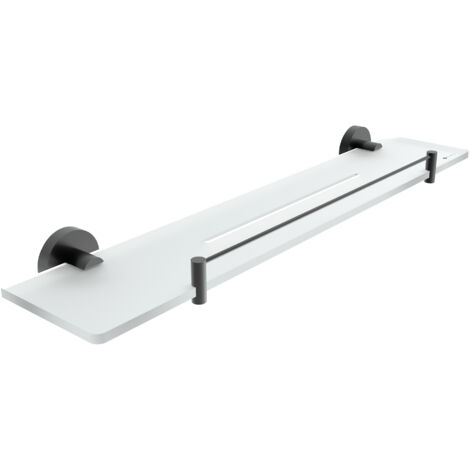 Nimco Tablette en plexi avec barrière L. 60 cm, noir mat, Unix noir mat UNC X460-X-90