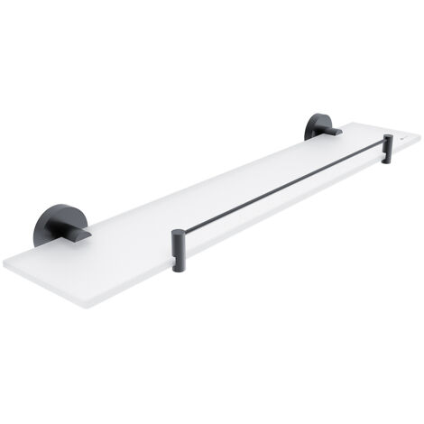 Nimco Tablette en verre avec barrière L.60 Cm, noir mat, Unix noir mat UNC 13091BX-60-90