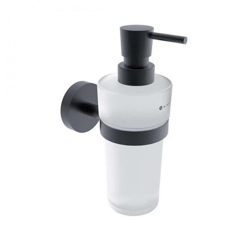 Nimco Unix - Dosificador de jabón con soporte, cristal esmerilado/negro mate UNC 13031W-T-90