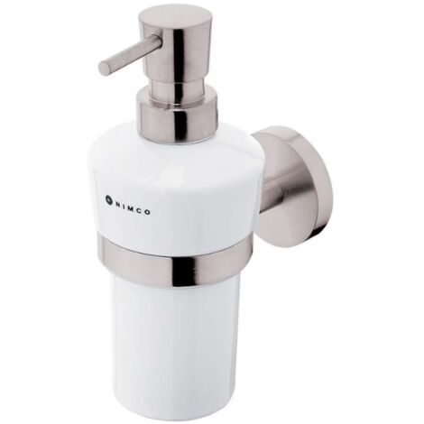 Nimco Unix - Dosificador de jabón líquido con soporte, acero inoxidable cepillado UNM 13031KU-T-10