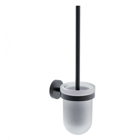 Nimco Unix - Escobilla de WC de pared, con soporte, cristal/negro mate UNC 13094WN-90