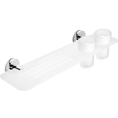Nimco Unix étagère de salle de bain avec verres blanc mat 50 cm UN X350-58DW-26