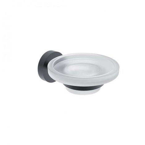 Nimco Unix - Jabonera con soporte, cristal esmerilado/negro mate UNC 13059W-90