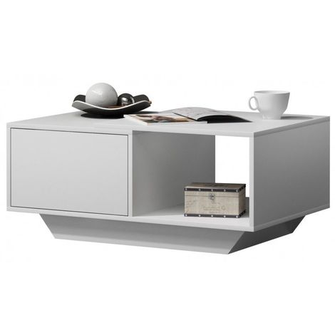 NIMRI - Table basse de salon - Table à café style moderne - Dimensions plateau 90x60x1,6 cm - Avec rangement