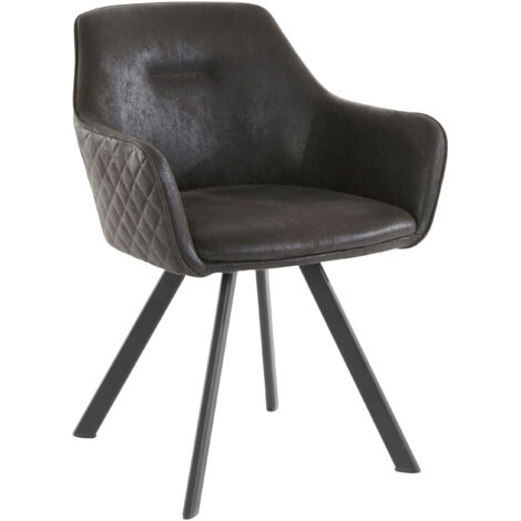 Nina-Chaise de salle à manger rembourrée en microfibre anthracite