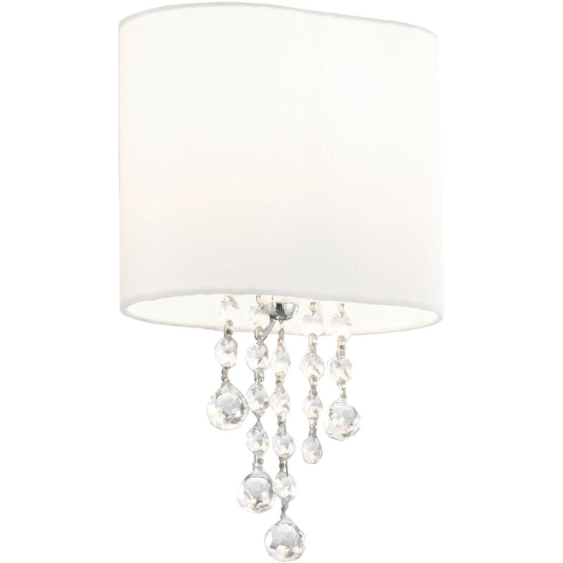 Applique Contemporanea Nina Acciaio Cromo Tessuto Bianco 1 Luce E14
