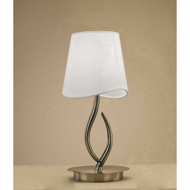 Ninette Table Lamp 1 Bulb E14 Small, antique brass with ivory white shade