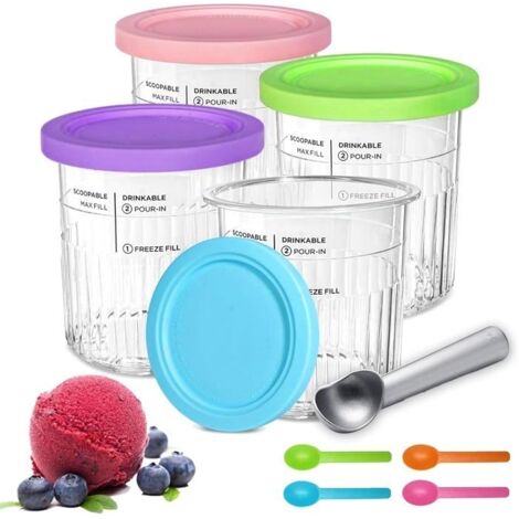 Ninja Creamy Deluxe Lot de 4 récipients pour machine à glace NC501 NC500 Series 680 ml, 11 en 1, sans BPA, passe au lave-vaisselle