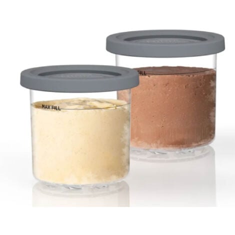 NINJA DESSERT TUBS - PACK OF 2 [4437KU300EUUK] OFFICIAL ACCESSORY COMPATIBLE WITH NINJA ICE CREAM MAKER NC300UK, GREY/CLEAR