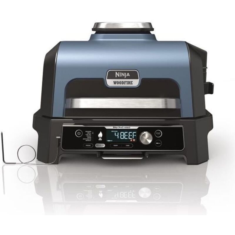 NINJA Electric Barbecue and Smoker - Woodfire Pro Connect XL OG901EU - 7 Cooking Programs - Integrated Thermo Probe