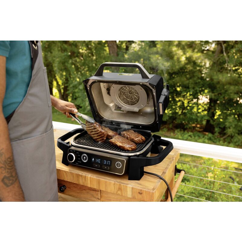 Ninja - Woodfire électrique Barbecue fonction chaleur tournante noir, argent (mat) V302703