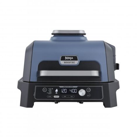 Ninja Woodfire Pro Connect XL Barbecue Elettrico, Griglia, Affumicatore, Friggitrice ad Aria 7 in 1, Controllo con App, Termometro Digitale, Pellet Woodfire, Resistente alle Intemperie, Nero, OG901EU