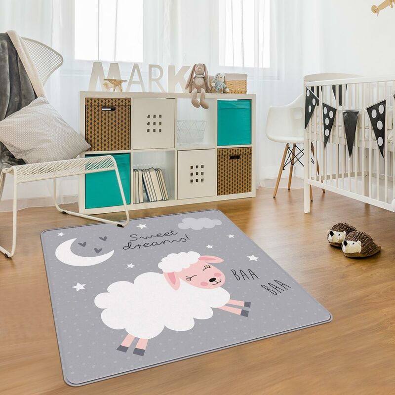 

Ovejas de la alfombra infantil duerme en poliéster gris - Gris