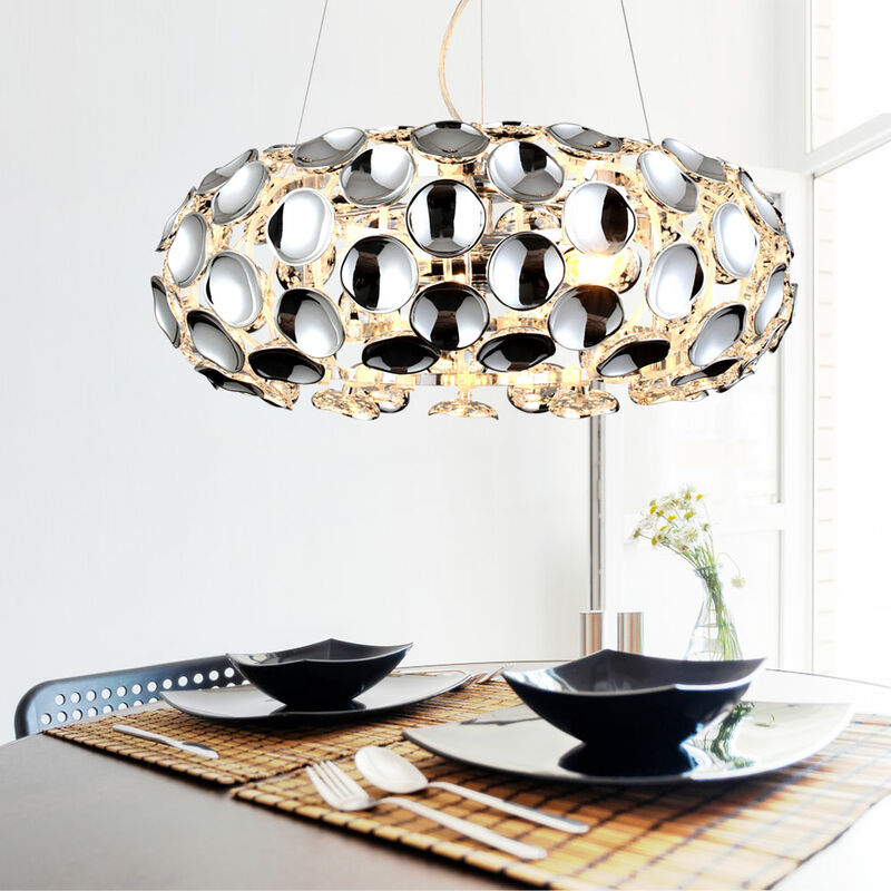 Etc-shop - Pendel Design Decken Lampe Hänge Leuchte Chrom Strahler Wohn Ess Zimmer Beleuchtung