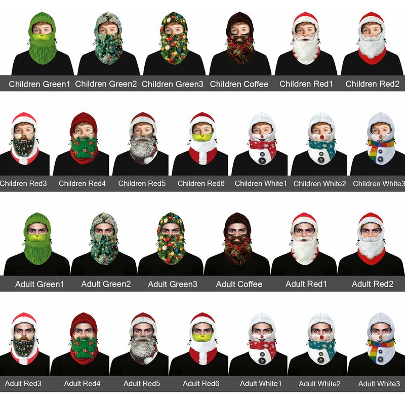 

Ninos adultos pasamontanas estampado navideno ajustable calido polar polar snowboard esqui al aire libre protector facial,Rojo dos, adulto