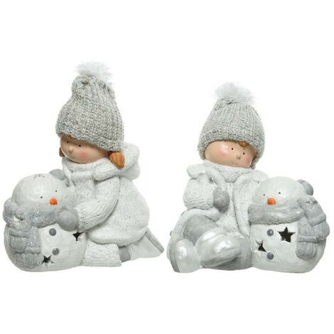 Niños con portavelas Blanco dim 30,5x17x31 cm 29x26x28,5 cm Pieza Única