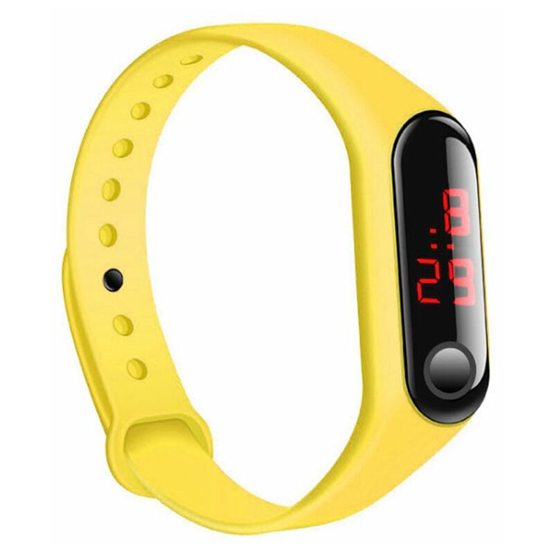 

Happyshopping - Ninos LED tres generaciones de reloj electronico de pulsera de mijo, pulsera de silicona deportiva,amarillo