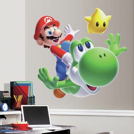 NINTENDO MARIO YOSHI - Stickers repositionnables géants Yoshi, personnage de Mario, Nintendo 86x76 - Multicolore