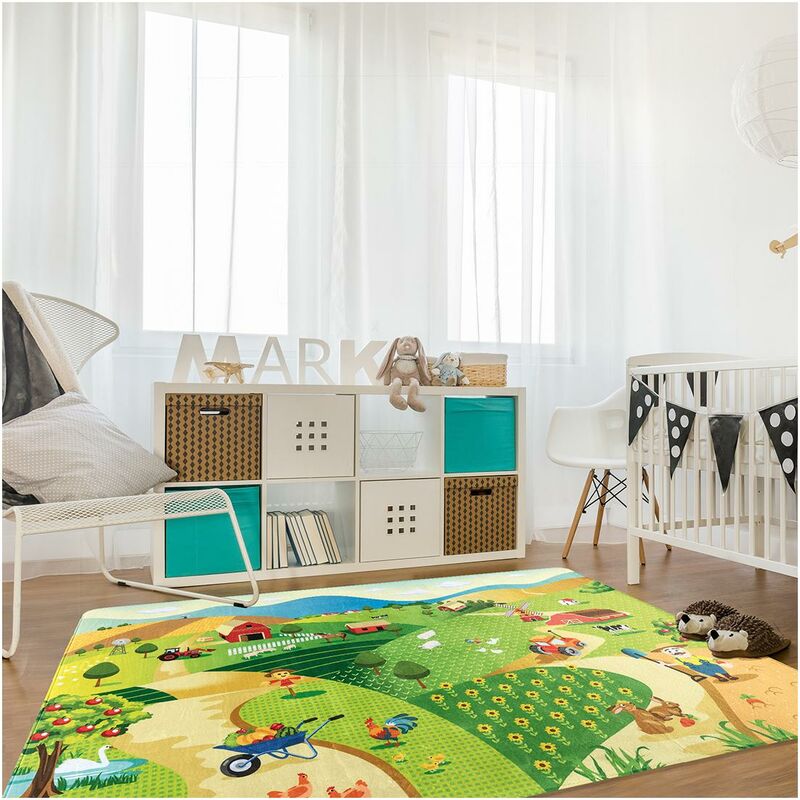 

niño 130x180 cm alfombra rectangular DLM FARM sistema de múltiples habitaciones adecuado para calefacción por suelo radiante - Multicolore