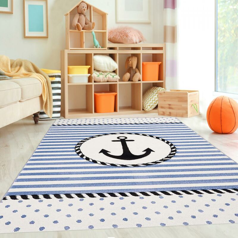 

niño 160x230 cm alfombra rectangular ANCRA Blue Room adecuado para calefacción por suelo radiante - Bleu