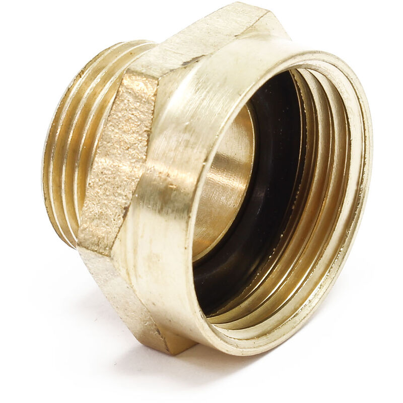 

Niple de latón con macho 26,44mm (3/4") y hembra 30,93mm (1"), conexión roscada para tubos