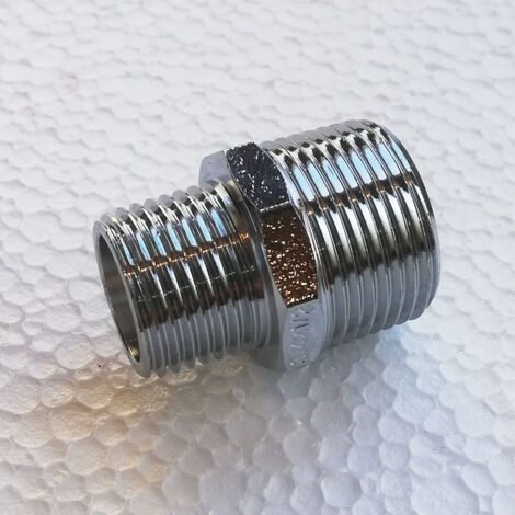 Niples nipplo da 1'' x 3/4'' doppia vite ridotta mm in ottone cromato