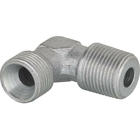 Nipple coude zingue 3/8" conique x 3/8" cyl. Cone interieur