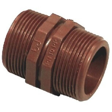 NIPPLE DOPPIO IN PP MARRONE 1"