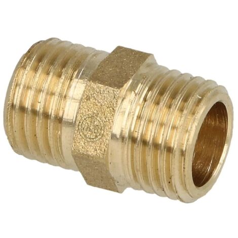 Nipple double 1/4'' hexagonal laiton nu