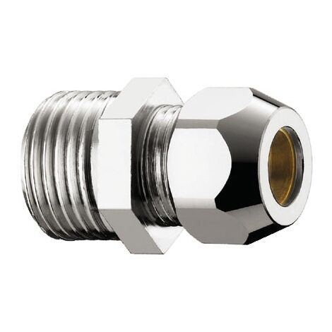 Nipplo niples corto in ottone cromato - calotta bassa - Misura 1/2" x 3/8" L.27 mm 0321B430CR