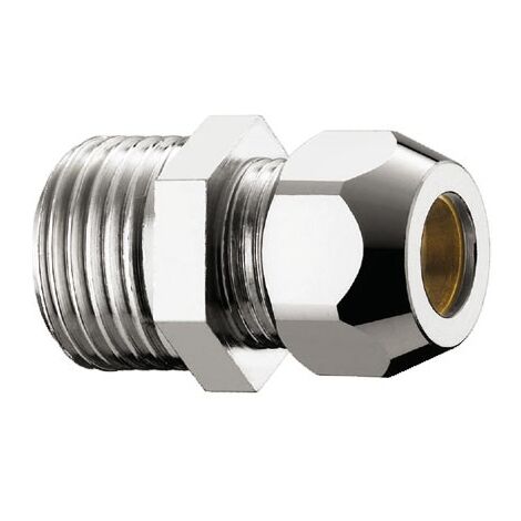 Nipplo niples corto in ottone cromato, calotta bassa - Misura 3/8" x 3/8" x ø10 L.27 mm 0321B330CR