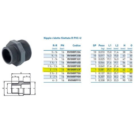 Nipplo ridotto filettato R PVC-U 2" x 1"1/2 INPFNR263F00 - -  IRRITEC - -