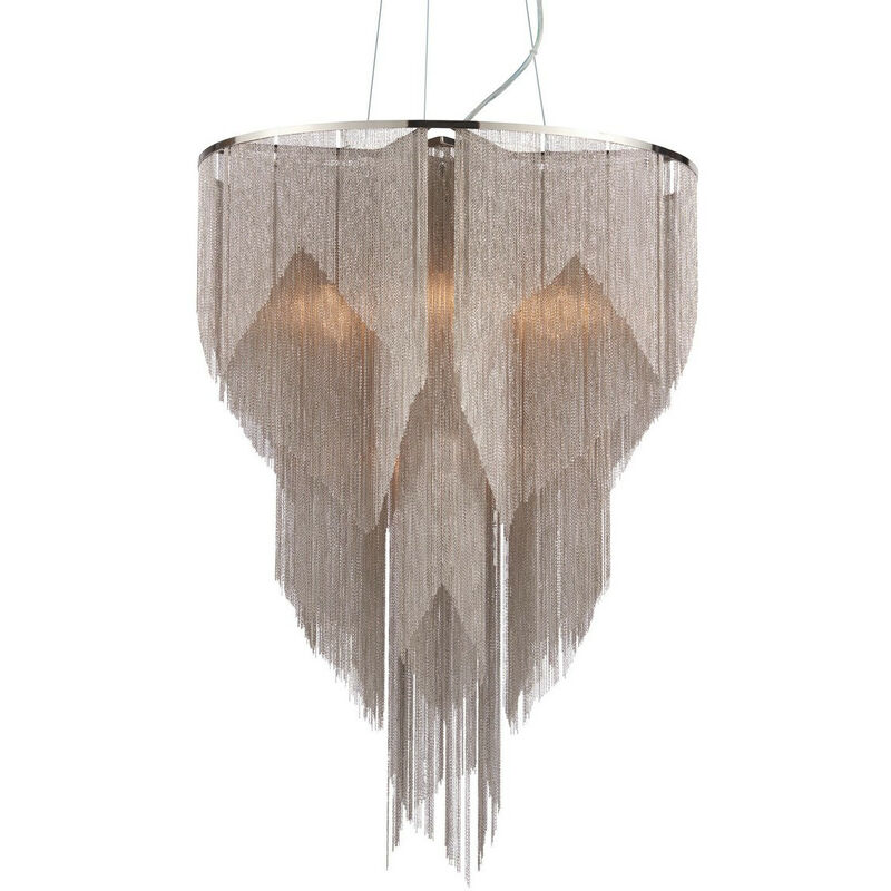 

Endon Lighting Loire - Colgante Chapado en Níquel Brillante y Cadena Efecto Plata 6 Luz Regulable IP20 - E14
