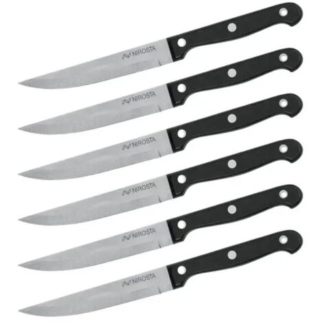 Nirosta set di 6 coltelli da bistecca neri in acciaio inossidabile