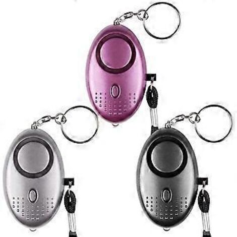 Nirvana Persönlicher Notrufalarm [3er-Pack] Qoosea Scream Safesound Sicherheitsalarm 140dB LED-Taschenlampe für Kinder/Frauen/Senioren/Studenten (Schwarz+Silber+Lila)