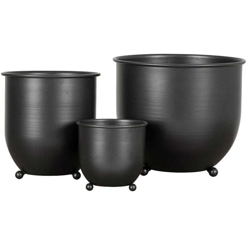 Altobuy - nirx - Lot de 3 Cache-pots en Métal Noir - Noir