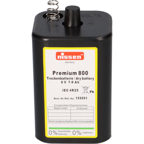 Nissen 4R25 Premium 800 - 6V / 7-9Ah Trockenbatterie - ohne Quecksilber und Cadmium