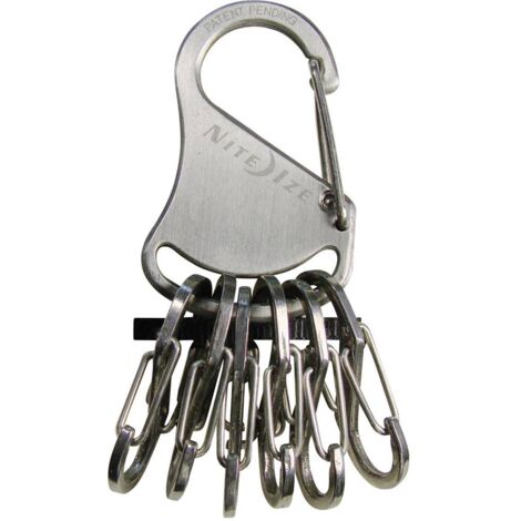 Nite Ize KEYRACK STEEL S-BINER moschettone con 6 portachiavi in acciaio inox