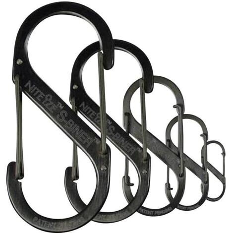 NITE IZE Mousqueton double entrée inox noir 5cm 4,5kg nite ize